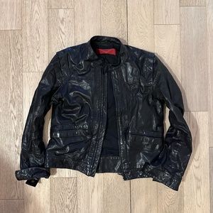 Black Leather Jacket Hugo Boss Red Label